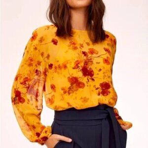 Aritzia Wilfred Cairo Gold/Raspberry Talmont Bodysuit